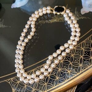 Vintage Erwin Pearl and Ónix two strand necklace